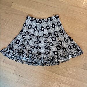 Sandro Black and White Lace Skater Skirt